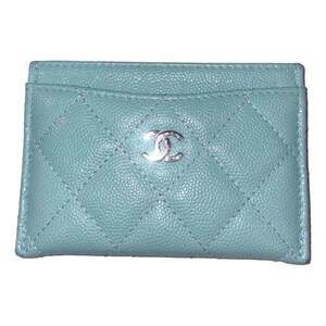 Chanel Timeless Caviar Leather Quilted Card Holder Teal